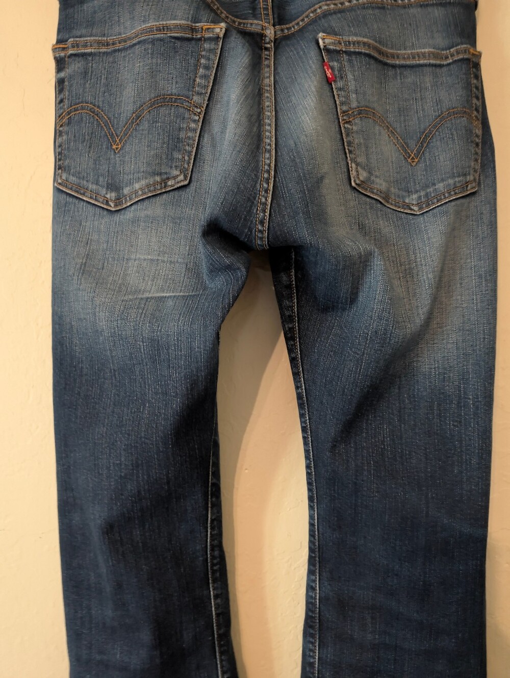 Re/Done 501 Levi's Buttonfly Staightl Dark Indigo Denim Jeans with White Patch - Picture 10 of 16
